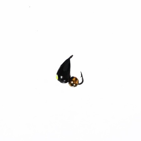 Mormyshka crap black, lime eyes + ball gold, weight 0.68 g-1