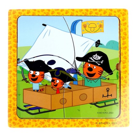 Wooden toy "Multilayer liners", three cats-1