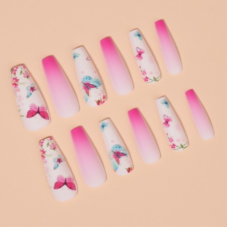 Pavers "Butterflies", 12 pcs, with adhesive plates, ballerina shape, pink/white color-2