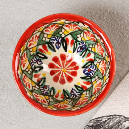 PIALA RISHTAN CIRAMICA "Patterns", 9.5 cm mix, red-1