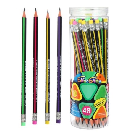 Chernographic pencil with the eraser "strips" hardness of HB, triangular, sharpened, in a tube, mix