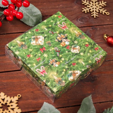 Bearbox, confectionery packaging, "Christmas tree decorations", 12 x 12 x 3 cm, New Year-5