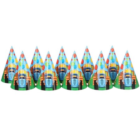 Paper cap "Happy Birthday!", Blue Tractor-2