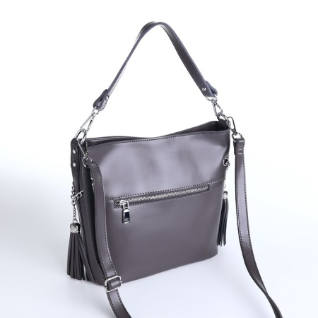 Luggage bag on lightning, 2 outer pockets, long belt, gray color-4