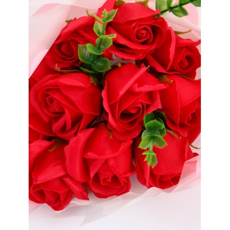 A premium bouquet of red soap roses, 11 pcs-7