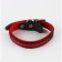 Set of a collar (34-45x2 cm) and a leash (120x0.8 cm) with a scythe, black with red