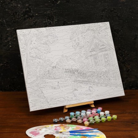 Picture on numbers on a canvas with a subframe "House by the River", 40 x 50 cm-2