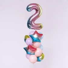 A bouquet of balls “Birthday is tenderness. 2 years ”, foil, latex, set of 15 pcs.