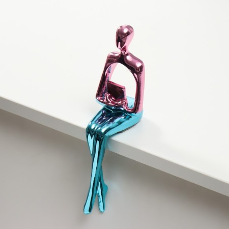 Polystone souvenir "A man with a book" Pink-blue 5.9x9.4x23 cm-1