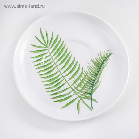 Ceramic tea set with a spoon "Botany", 2 items: a cup 200 ml, saucer, color mix-5