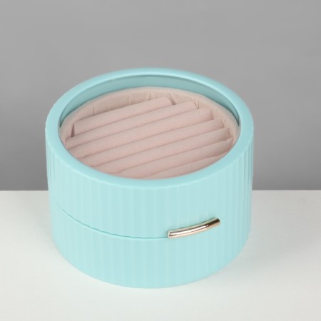 Stand for the Ring "Portable Casket", Circle, 7 stripes, 9 × 9 × 5.5 cm, blue color-2