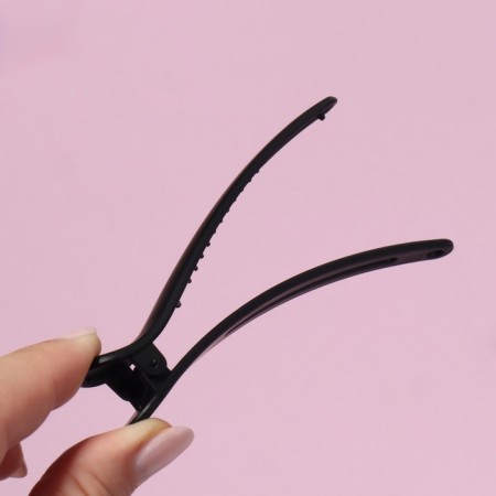 Hair clamps, rubberized, set - 2 pcs, 11.5 cm, black color-1