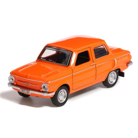 Metal machine "Zaporozhets", inertia, doors, trunk, 12 cm, orange opening-1