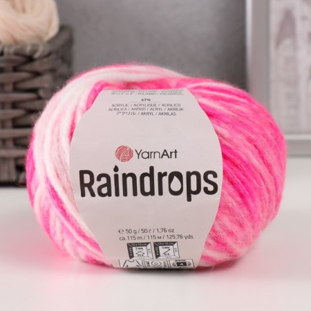 Rindrops yarn 18% wool, 35% polyamide, 47% acrylic 115m/50g (2915 bright pink melange)