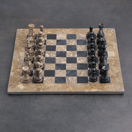 Chess "Elite", gray/black, board 40x40 cm, onyx-2