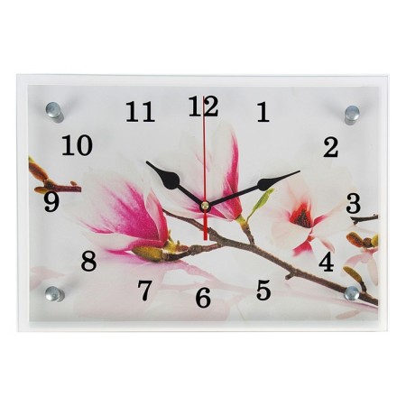 Carty watch is wall-mounted, interior "white-lilac flowers", silent, 30 x 20 cm