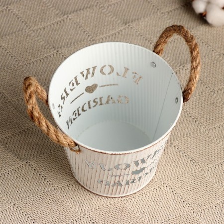 Kashpo "Bucket Flower Garden" White, 13x13x12cm-1