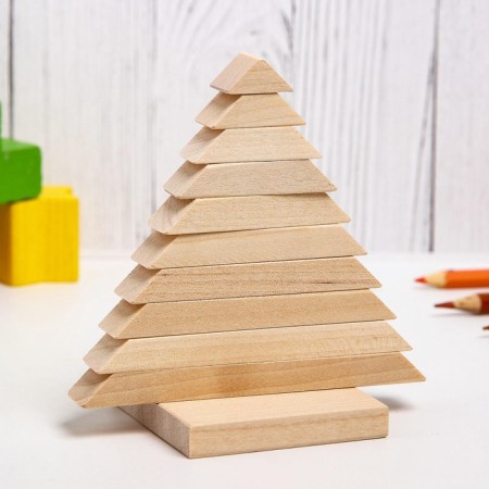 Children's pyramid "Christmas tree", wooden, material: birch-1