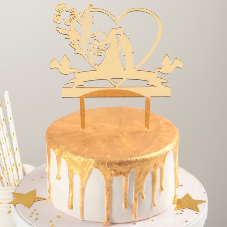 Topper for the cake "Love Forever", 13 × 18 cm, color gold