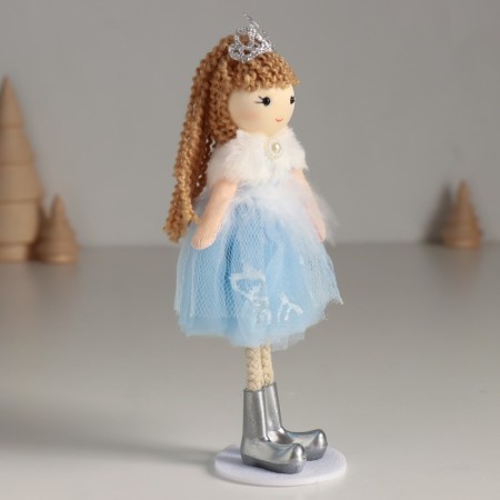 Interior doll "Princess in a blue dress with a white collar" 5.5x6.5x18 cm-1