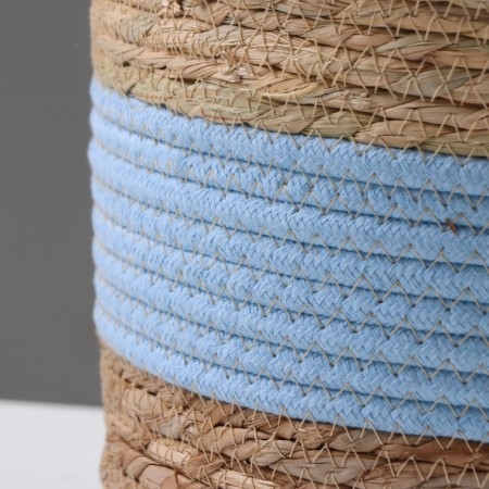 Kashpo wicker "Namibia", 25.5x25.5x23 cm, natural, blue-2