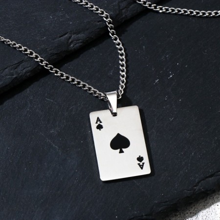 Piece "Map" ace of peaks, black and white color in silver, 70 cm