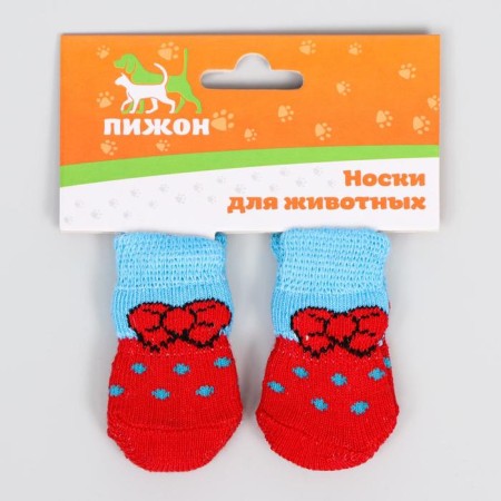 Nosks non-slip "bow", size S (2.5/3.5 * 6 cm), set 4 pcs, red-blue 119168-1