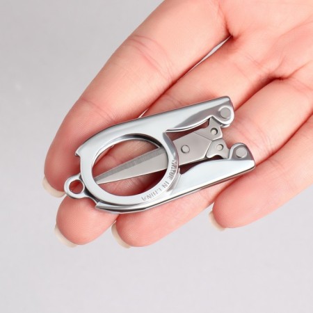 Scissors manicure, straight, folding, 9 cm, silver color-4