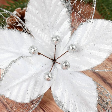 Decor "Winter Flower" Sprinking, 20x12 cm, white-1