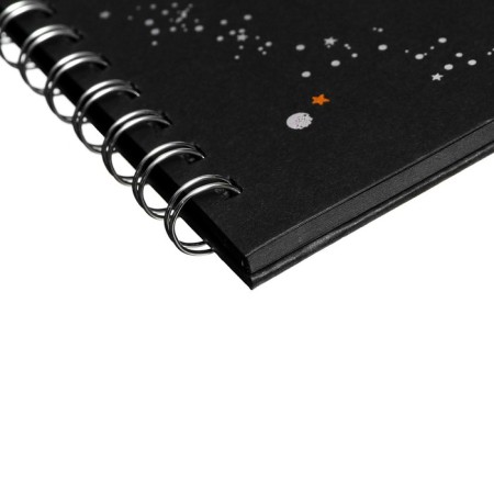 A5 sketchbook, 30 black sheets on the crest, "cosmos", solid substrate, density 110 gr., Mix-5
