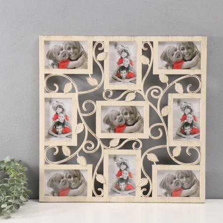Photo frame Plastic in 9 photos 10x15 cm "Wings sheet" beige 55x55 cm