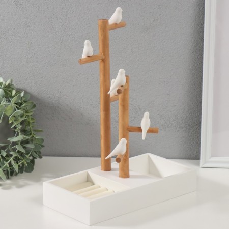 Souvenir tree stand for jewelry "Birds on a tree" White 24x12x32 cm-2