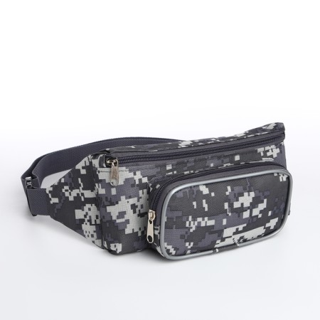 Lightning waist bag, outer pocket, gray color/camouflage