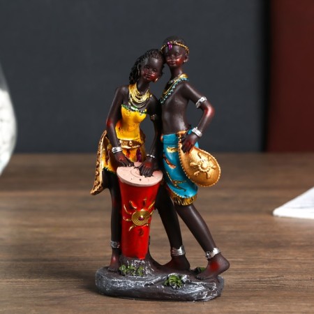 Souvenir Polystone "African couple - Fidelity" 17.5x9.5x6 cm mix