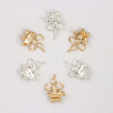 Brooch "Assorted" flowers with a bow, color mix (indivisible packing 12 pcs., Price per pcs.)-2