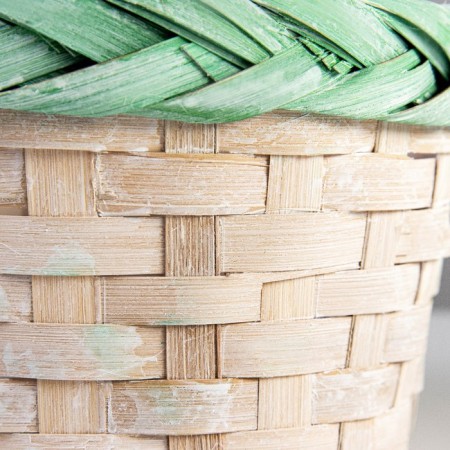 Wicker basket (bamboo), 17 x 9 x 30cm, white-green-3