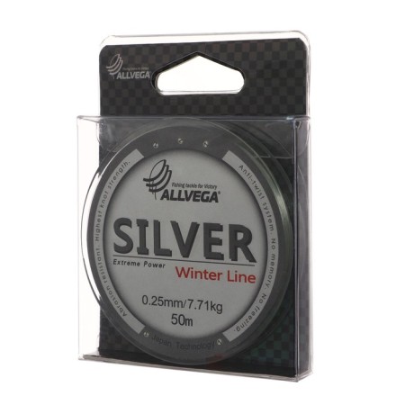Monophile's fishing line Allvega Silver, diameter 0.25 mm, test 7.71 kg, 50 m, silver-1