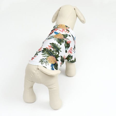 Dog shirt "Tropics", XS (DS 20, OG 28, Osh 19 cm), White-2