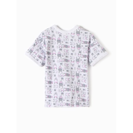 Children's T -shirt on the Bunny buttons, white/pink color, height 68-3