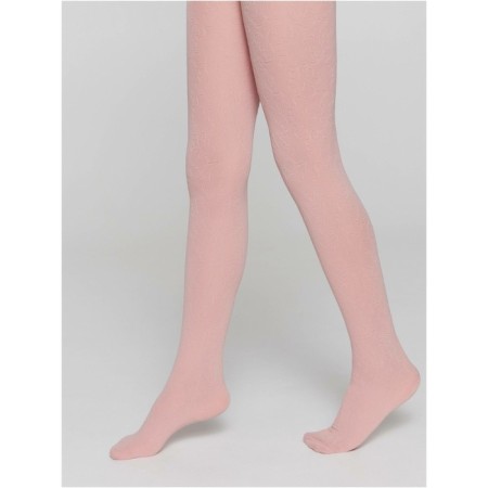 Children's tights with a relief pattern Conte Elegant Daisy, height 104-110 cm, Dusty Rose color-1