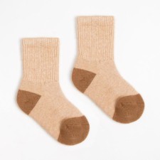 Baby socks from Mongolian wool, beige color, size 12-14 cm (2)