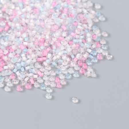 Glass glass 12/0 "Transparent. Color middle. Pink and blue" 10 g-1