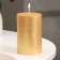 Candle-cylinder smooth, 5x7.5 cm, gold, 6 hours
