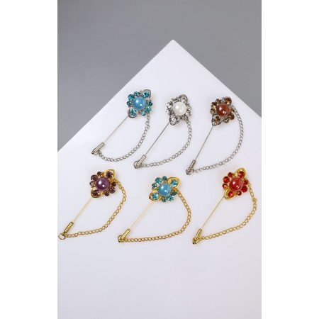 Romb pins luxurious, mix color, 6 cm (indivisible packing 12 pcs., Price per pcs.)-5