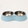 Metal dual bowl on a plastic base 2 x 160 ml, 25 x 14 x 5 cm, blue