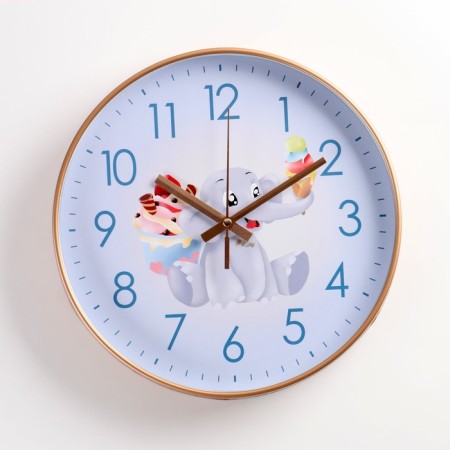 Children's wall clock "Elephant", smooth move, d-30 cm