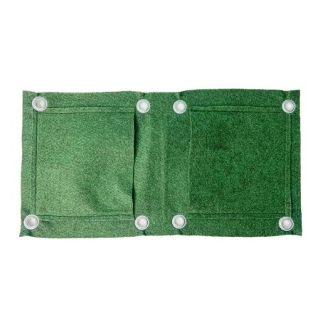 The beds are vertical, overhead, 0.6 × 0.3 m, 2 pockets (23 × 21 cm), green