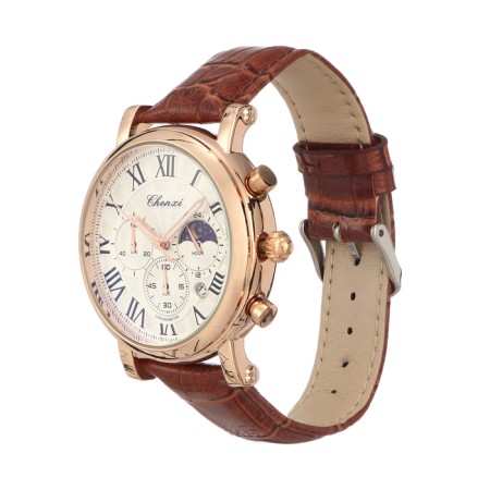 Men's watches, with a calendar, chronograph, D-4.4 cm, L-24 cm strap, brown-1