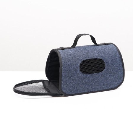 Bag - Animal Carriage "Carpetbegger with a window", 32.5 x 19.5 x 19.5 cm, blue-1