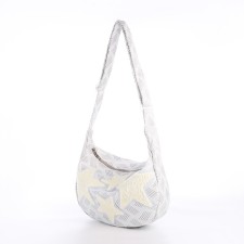 Youth bag with zipper, gray/white color